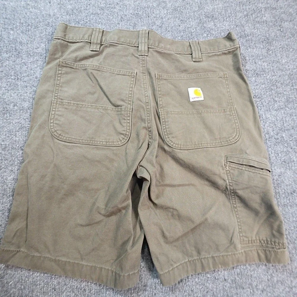 Carhartt Cargo Shorts Mens 33 Green Canvas Relaxed Fit Workwear Utility Pockets